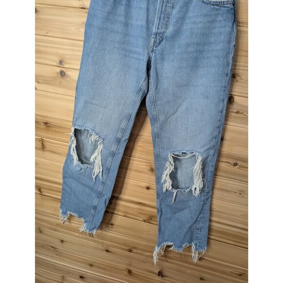 Free People Jeans Women's 25 Blue Distressed Ankle Straight Leg - Picture 3 of 11